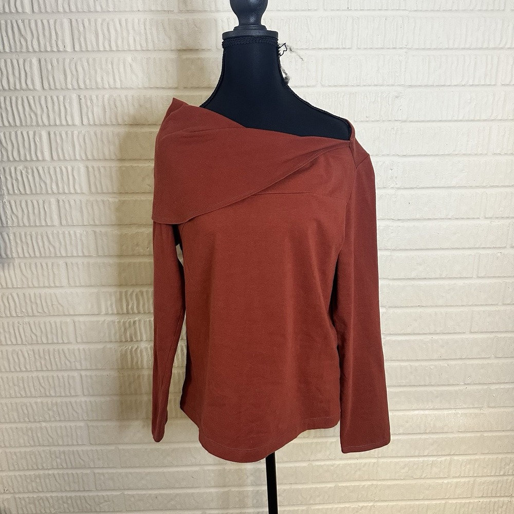 Grub Off Shoulder‎ Long Sleeve Knit Blouse Sz XL Orange Draped Night Out Warm